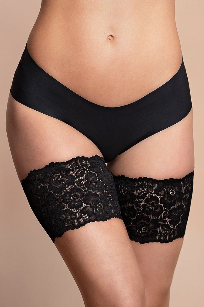 Čierne čipkované stehenné pásy proti šúchaniu Thigh Band Lace