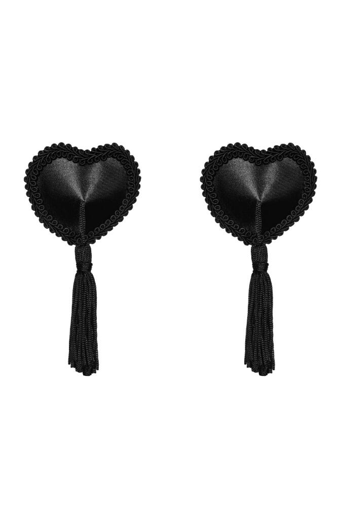 Čierne nálepky na bradavky Tassel