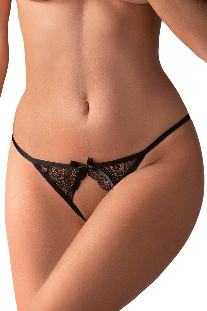 Čierne crotchless nohavičky Miamor