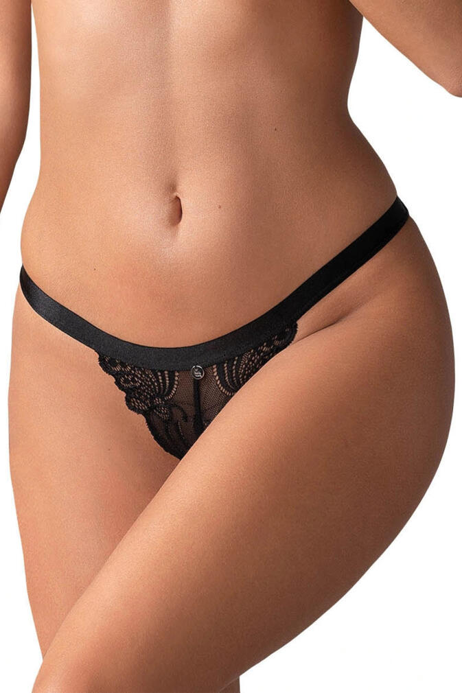 Čierne crotchless tangá 828