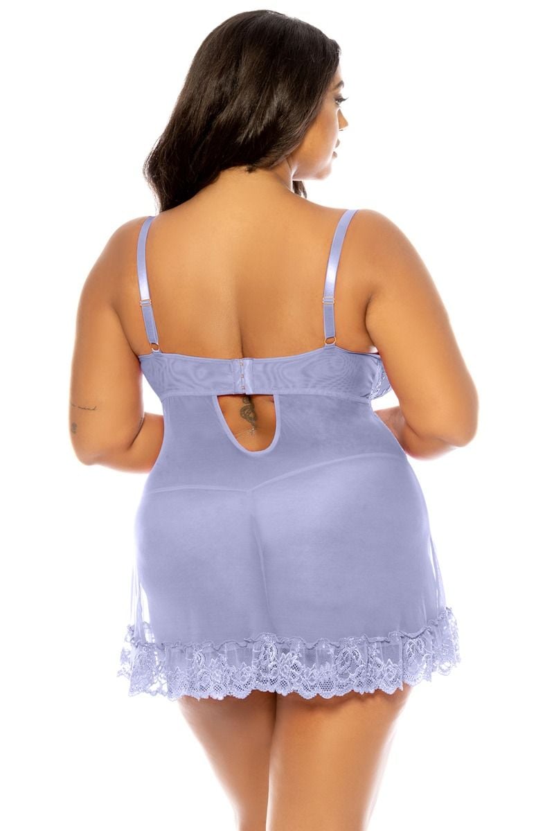 Svetlomodrá čipkovaná košieľka Valentine Plus size