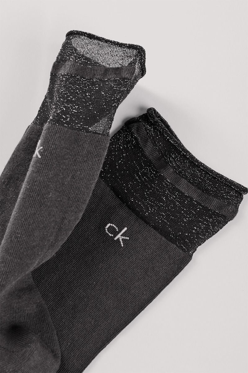 Čierne ponožky CK Women Sock 4P Lurex Holiday Pack - štvorbalenie