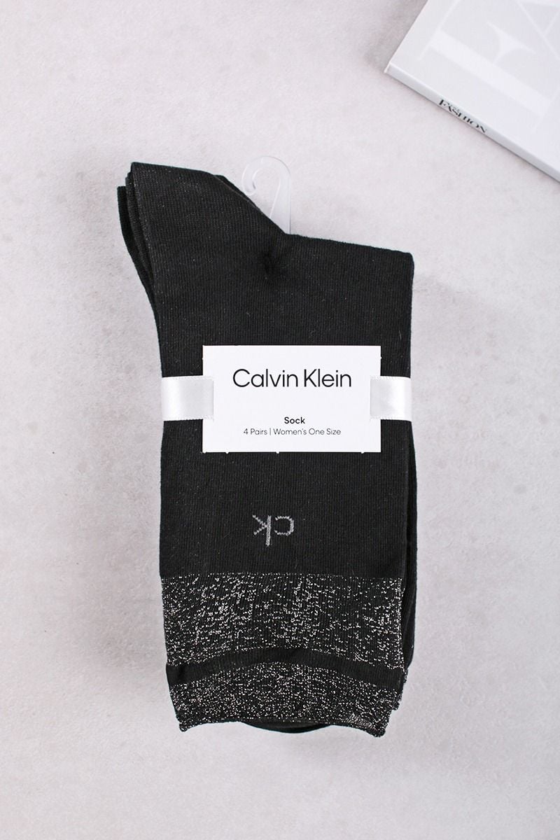 Čierne ponožky CK Women Sock 4P Lurex Holiday Pack - štvorbalenie