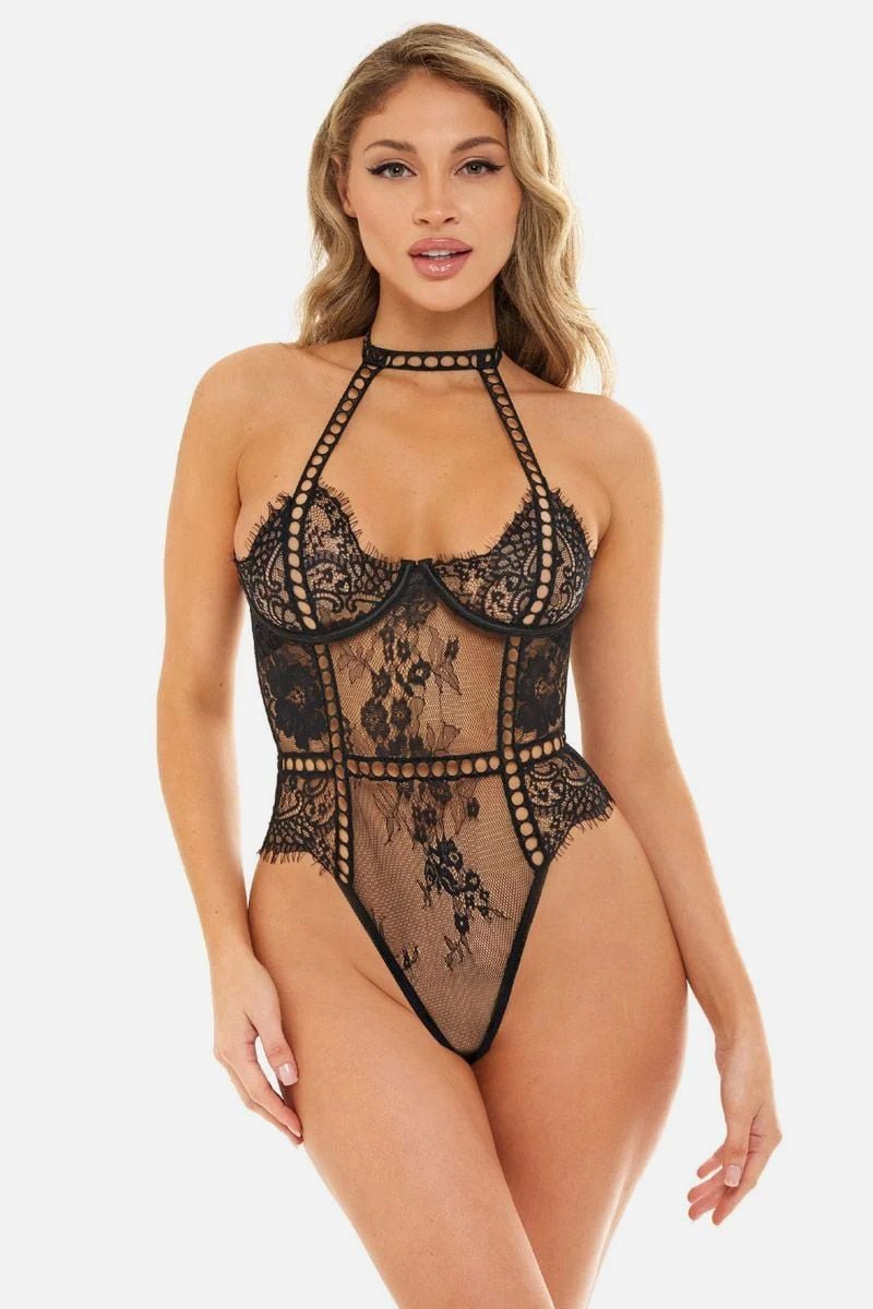 Čierne čipkované body Adelynn