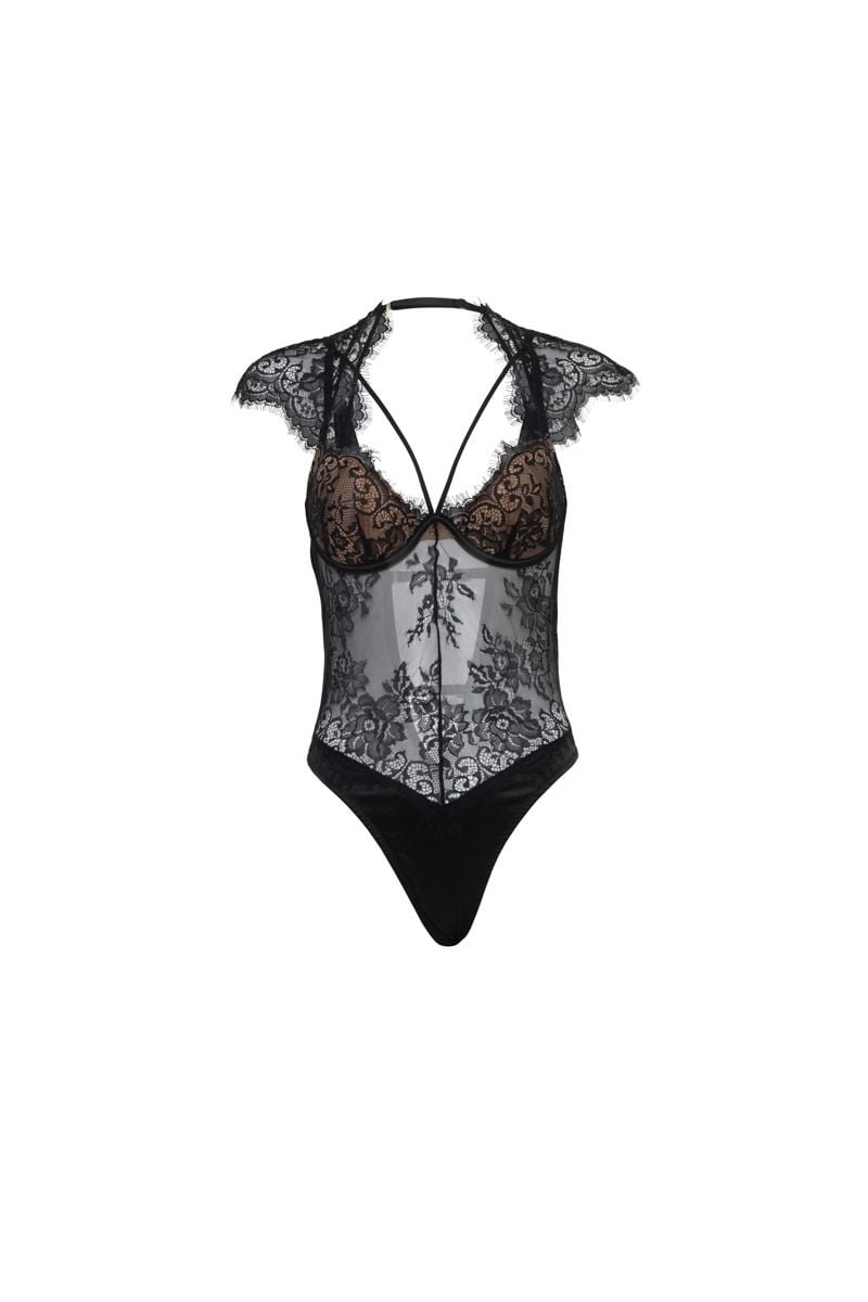 Čierne čipkované body Madelyn Plus size