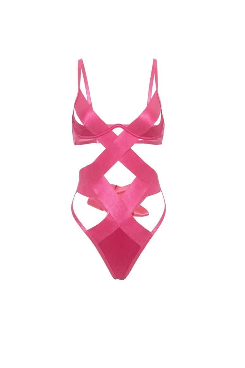 Fuchsiové strap body Lace