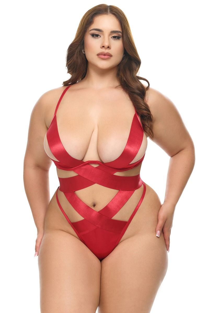 Červené strap body Lace Plus size