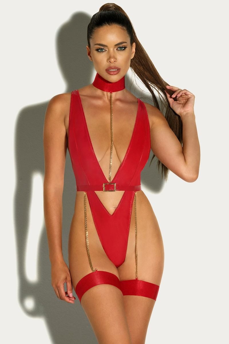 Červené vinylové body Harness Haven