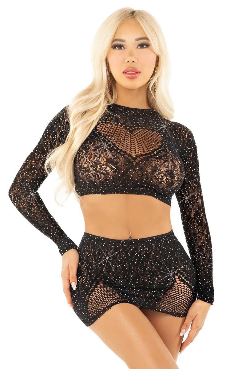 Čierny dvojdielny set s kamienkami 81668