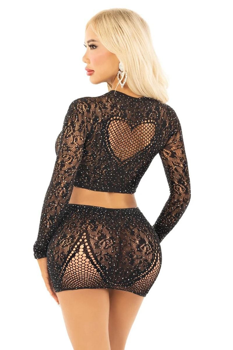 Čierny dvojdielny set s kamienkami 81668