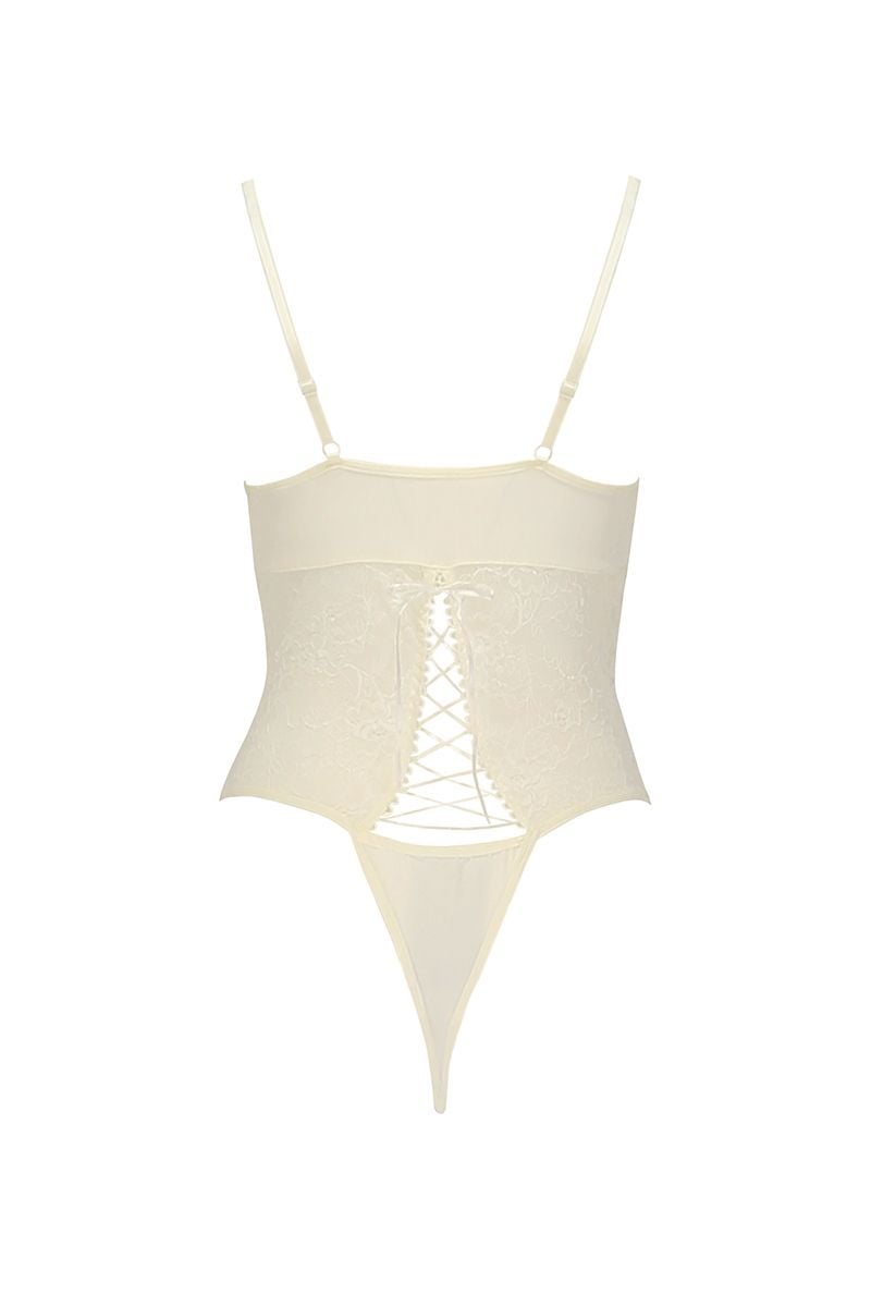 Smotanové čipkované body Bianca