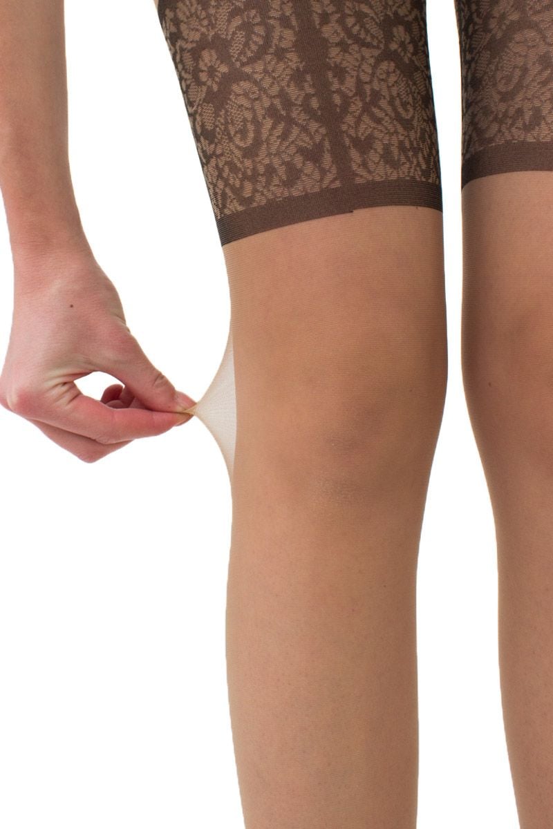 Béžové vzorované crotchless pančuchy Intimo Noir 20DEN