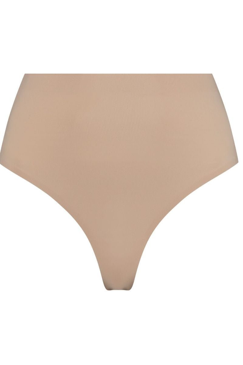 Béžové bezšvové tango nohavičky s vysokým pásom Invisible Mid Waist Thong