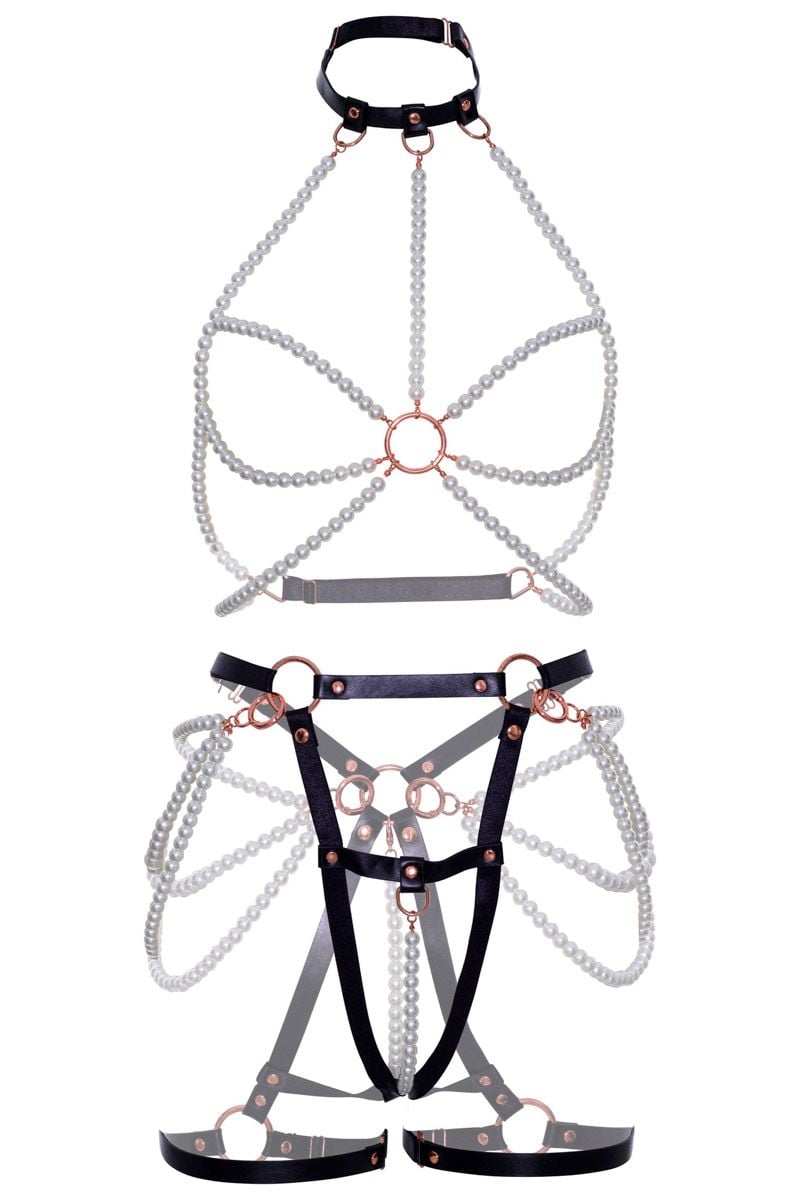 Čierno-biely harness set KI4049