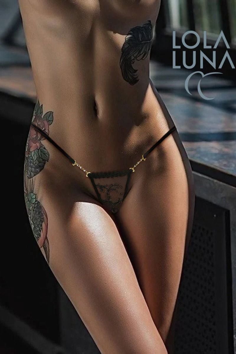 Čierne tangá s čipkou Lena