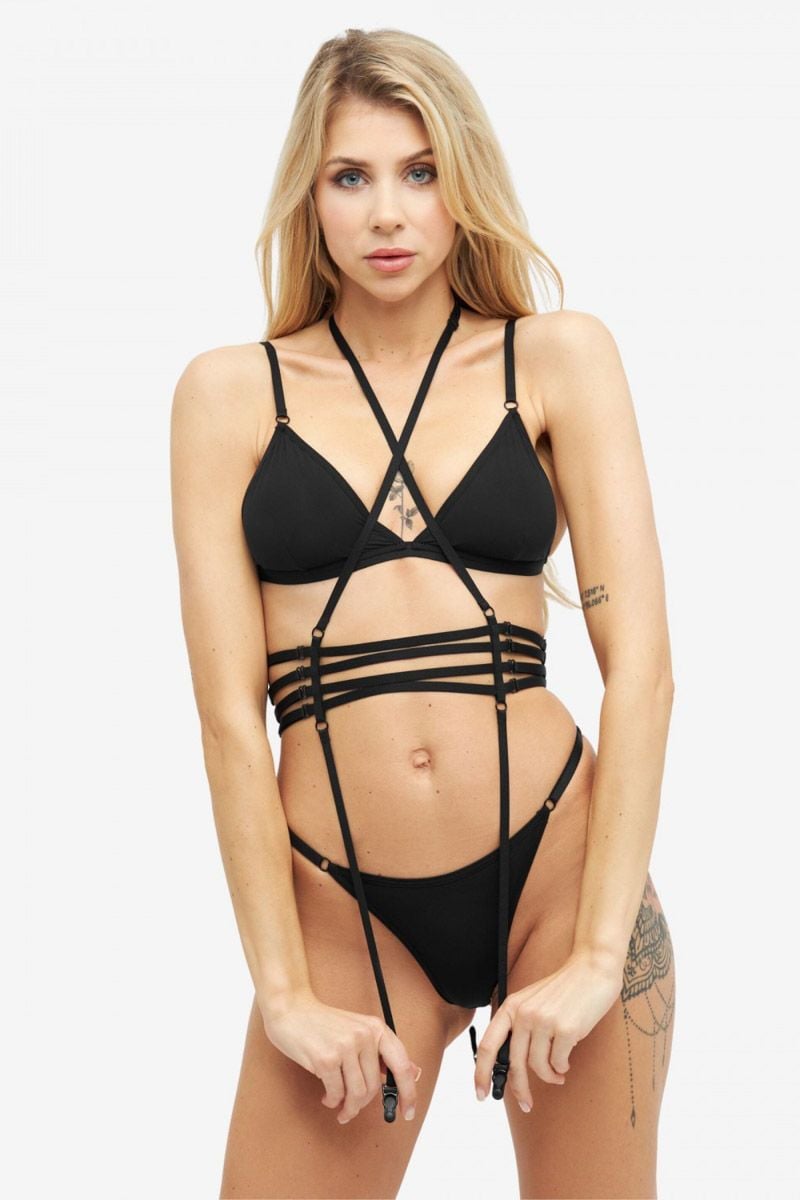 Čierny harness podväzkový pás Mira