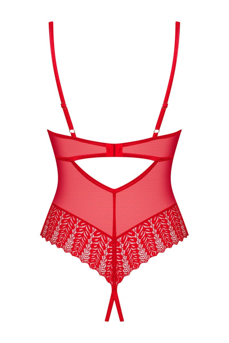 Červené open-bra body Ingridia