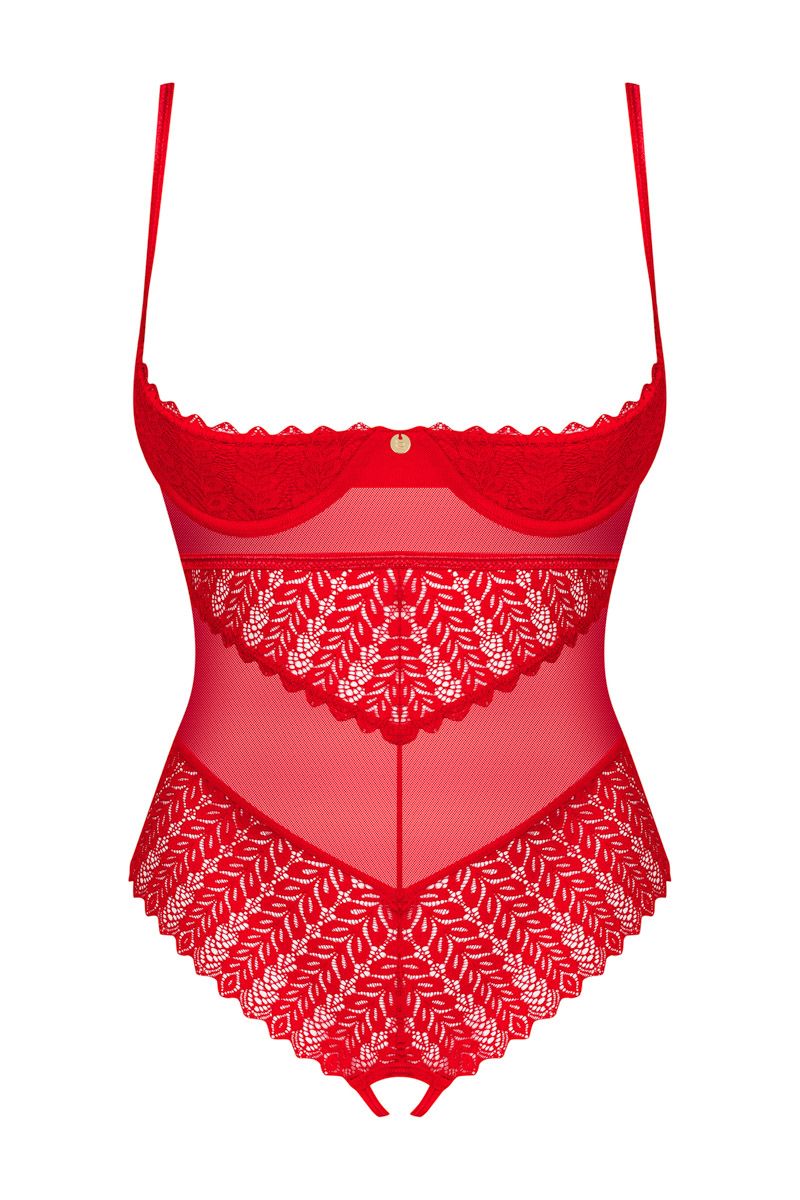 Červené open-bra body Ingridia