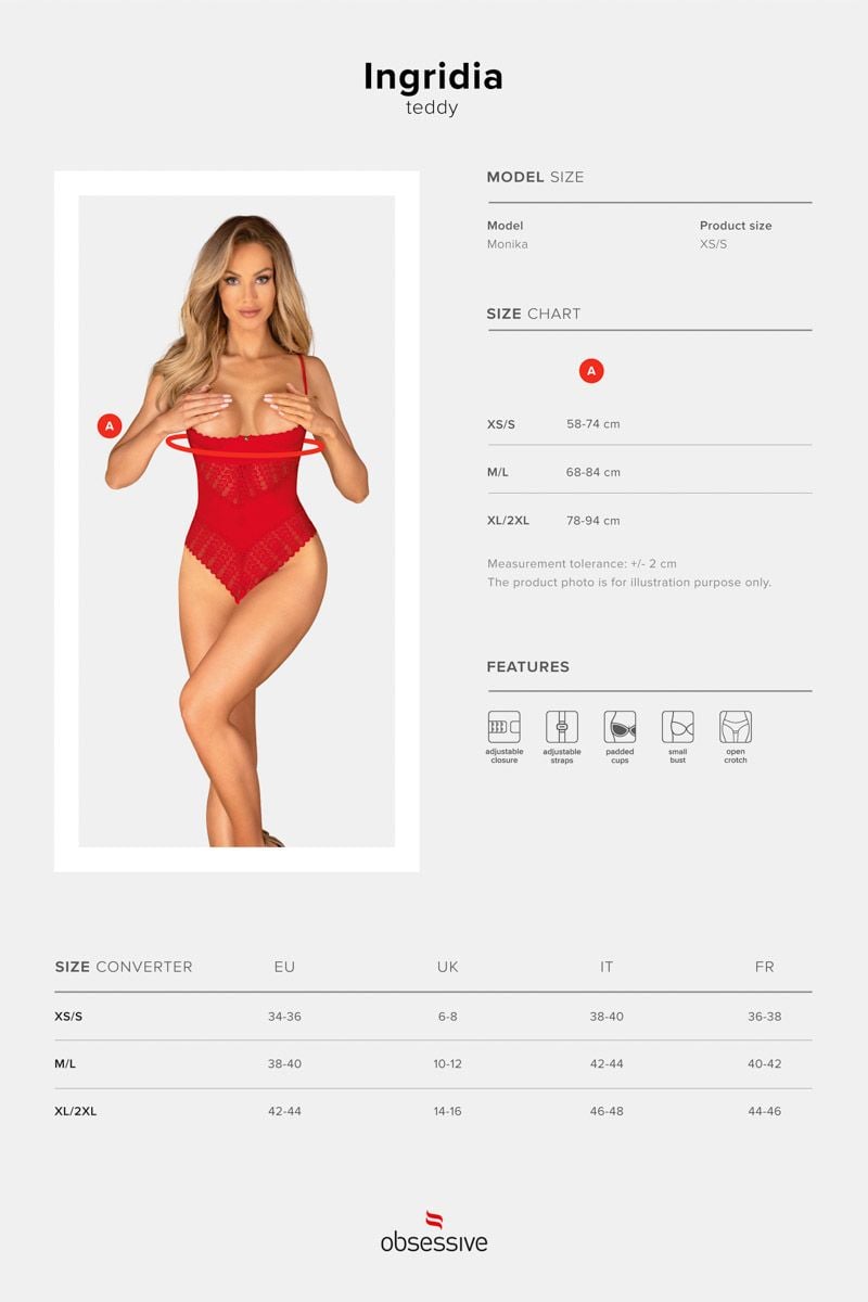 Červené open-bra body Ingridia
