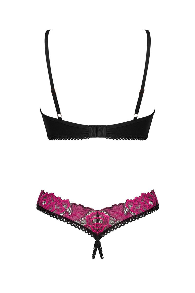 Čierny dvojdielny crotchless set Rosenty