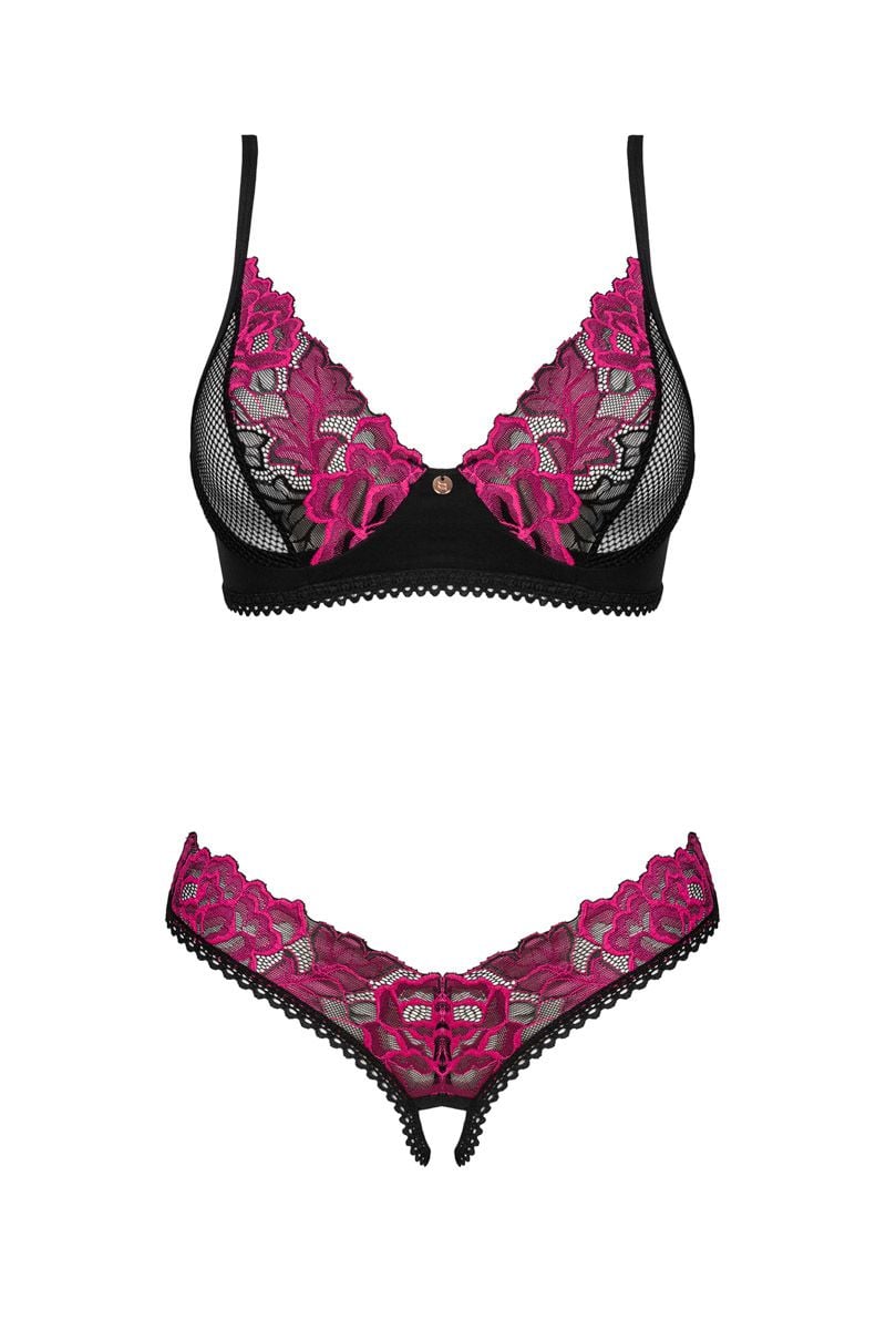 Čierny dvojdielny crotchless set Rosenty