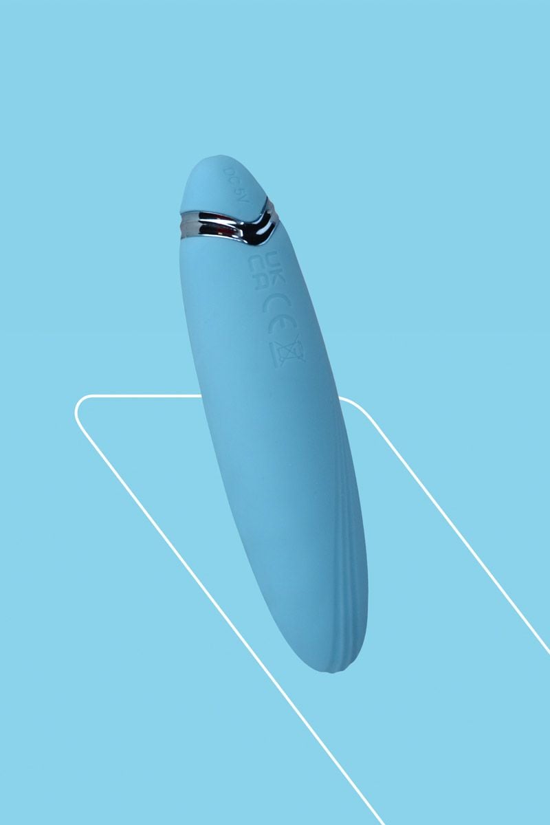 Modrý cestovný vibrátor PleasureArrow 11.5cm