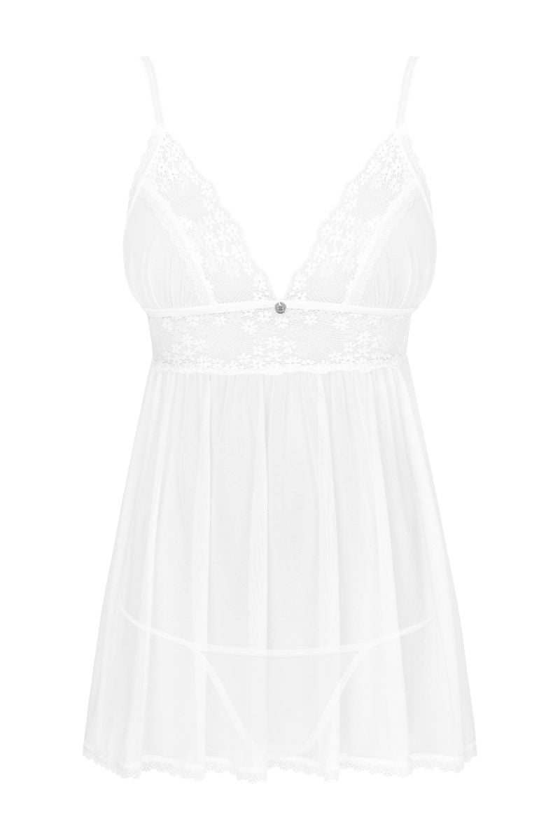 Biela čipkovaná babydoll košieľka Heavenlly