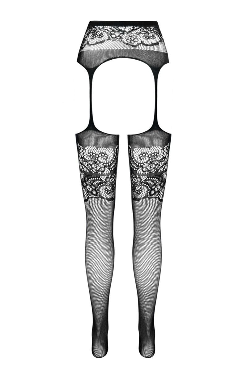 Čierne open-crotch pančuchy S029