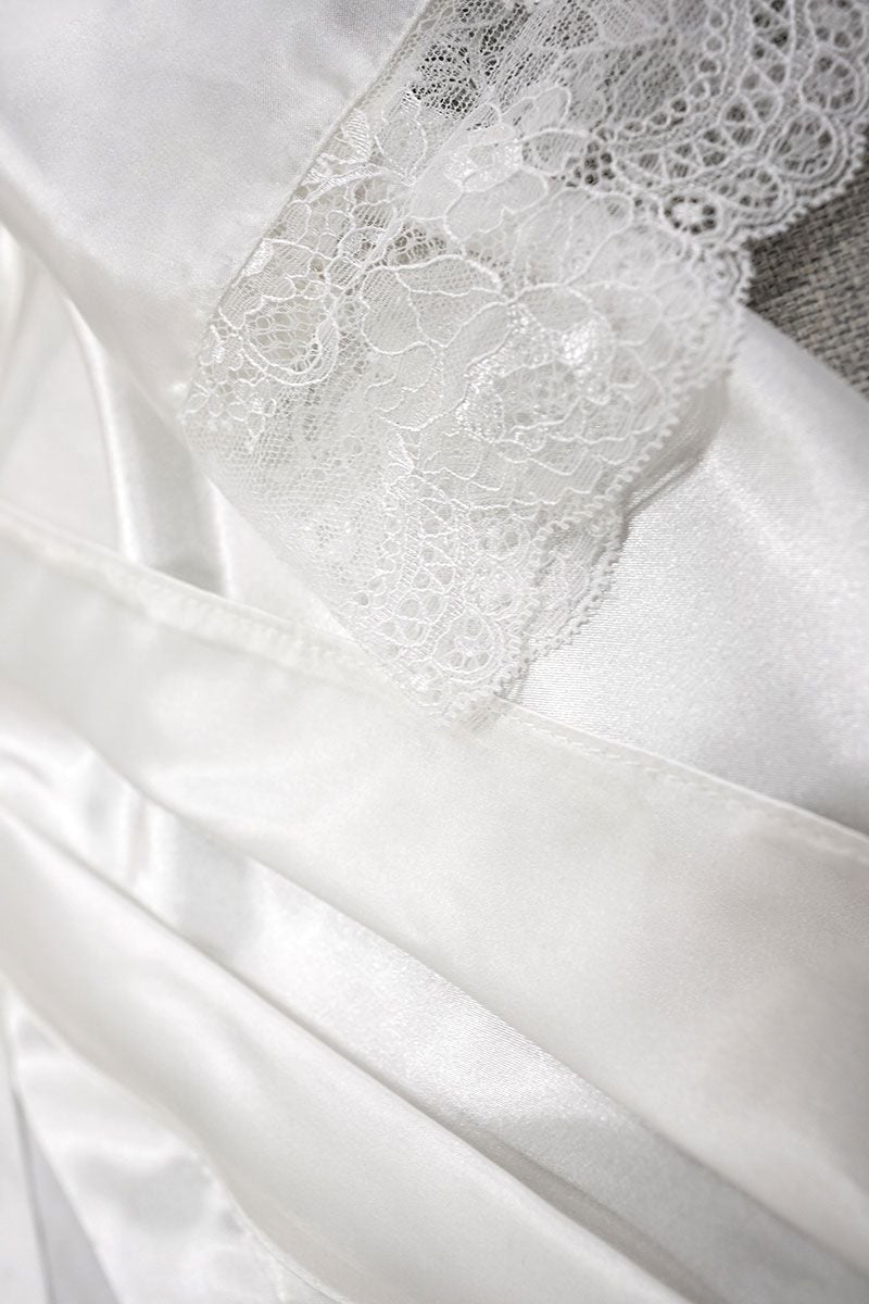 Svadobný smotanový set župan + podväzok + gumička Gina Wedding